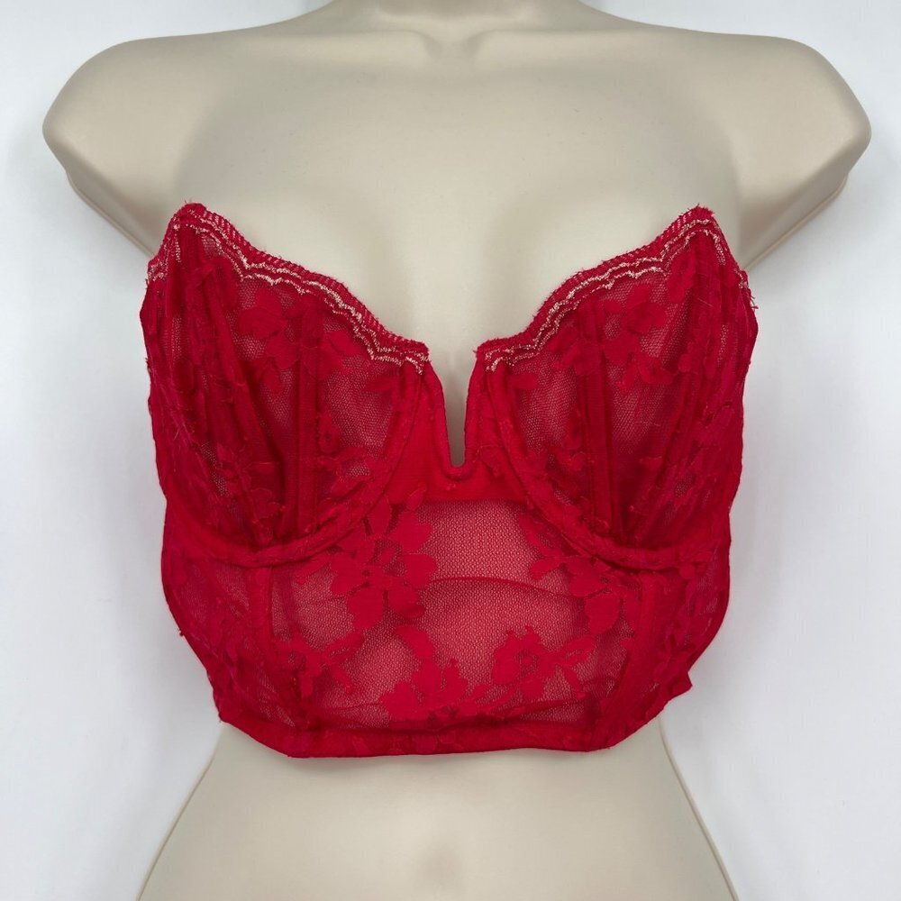 Victoria Secret Dream Angels Red Corset Bra Woman's size 34 C